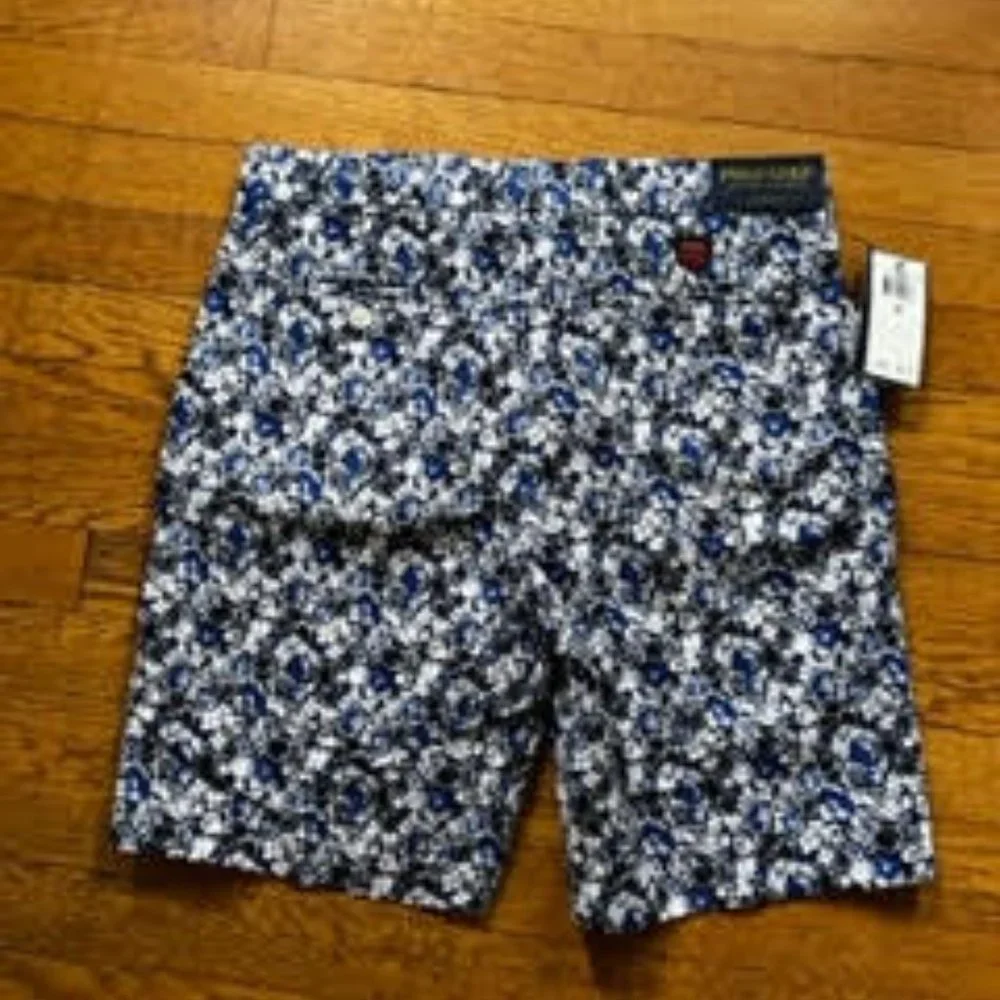 Polo Golf Ralph Lauren Mens Shorts navy blue and white floral pattern size 30